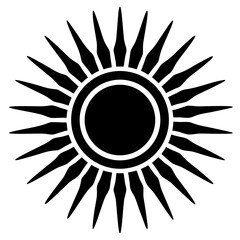 sun icon with rays in line art style on white
