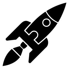 vector rocket with puzzle piece innovation icon