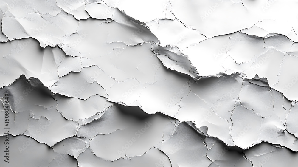 Poster abstract white paper texture background depicting crumpled sheets and subtle shadows with detailed c