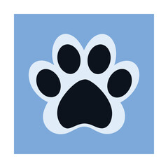 Simple and clean paw print illustration on a light blue background vector graphic