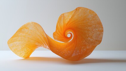 Orange spiral abstract sculpture.