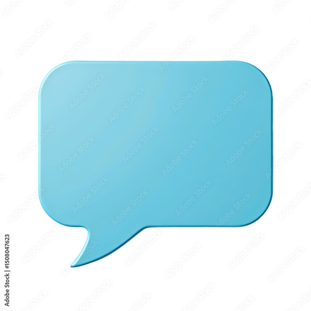 Poster a single light blue speech bubble with rounded corners isolated on a black background in simple styl