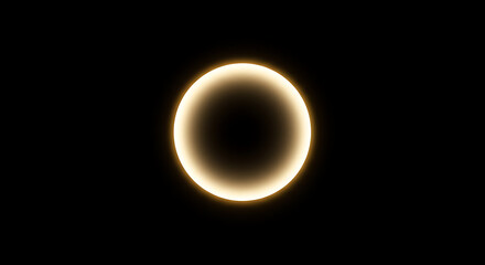 Glowing Golden Circle Light Effect Abstract Background Illuminated Orb Warm Light Bright Ring Dark