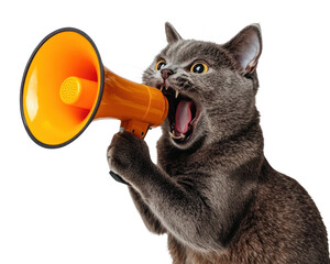 Fototapeta premium PNG Cat holding a megaphone animal shouting funny.