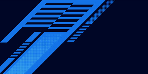 Obraz premium Abstract blue banner design vector, dynamic sporty horizontal background template for media promotion or web banner