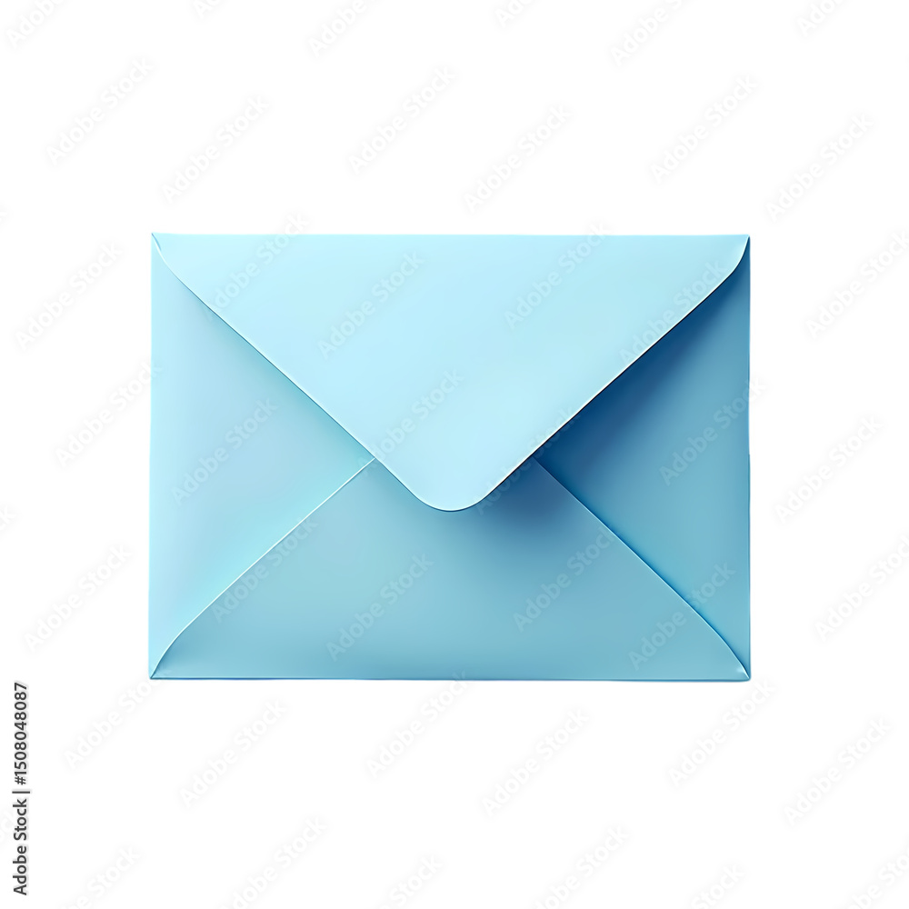 Poster a light blue envelope centered on a black background with a triangular flap and folded corners isola