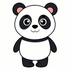 Fototapeta premium panda, bear, animal, cartoon, baby, cute, illustration, vector, black, fun, zoo, character, white, wild, mammal, art, funny, china, smile, bamboo, isolated, wildlife, happy, drawing, animals , panda