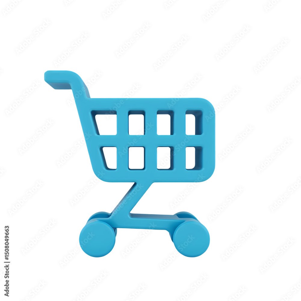 Poster a stylized light blue shopping cart icon with a grid pattern on a black background in a digital rend