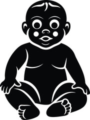Baby figure icon, Baby figure line art vector logo icon design, Baby figure silhouette vector illustration
