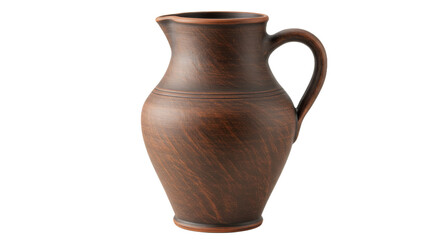 Rustic earthenware pitcher against stark darkness