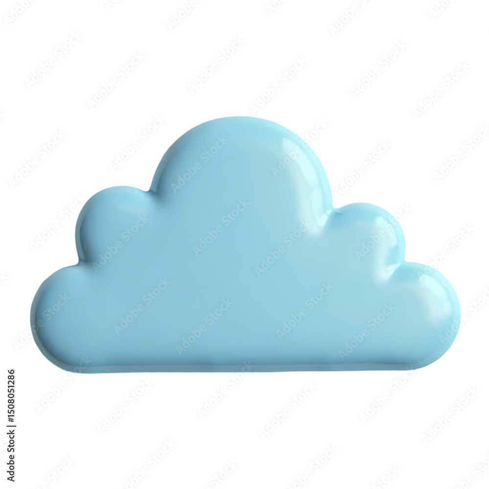 Poster isolated light blue cloud with soft edges against a black background in a digital rendering isolated