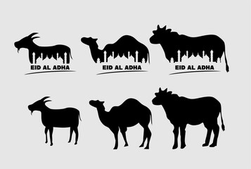 eid adha Silhouette Animal Silhouette Set Vector Illustration eid adha Silhouette
