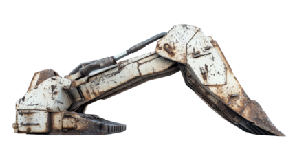 A hydraulic cement breaker attachment for heavy machinery, Transparent background, PNG file