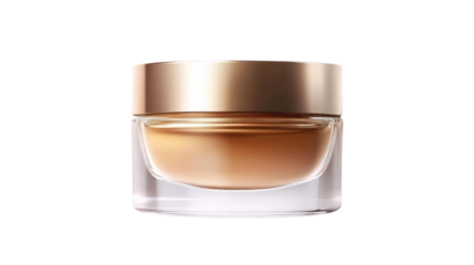 A jar of luxurious anti-aging cream with a metallic lid, Transparent background, PNG file