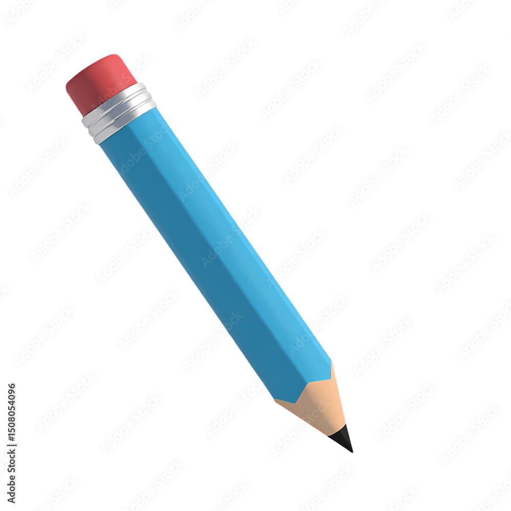 Poster a blue pencil with a pink eraser isolated on a black background in a three dimensional rendering iso