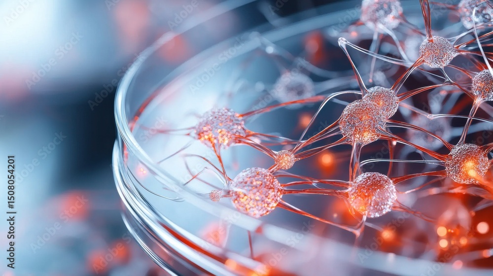 Poster captivating close up view of intricate glowing microorganisms and cellular structures showcasing the