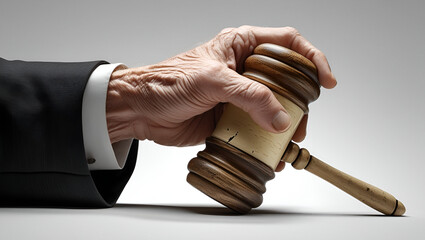 mature wiselooking judges hand with aged ai genrative