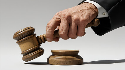 mature wiselooking judges hand with aged ai genrative
