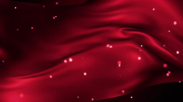 Crimson Silk Drape with Glimmering Particles: Abstract Motion Video