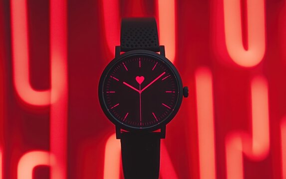 Stylish watch against neon backdrop