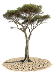 Isolated Tree Growing in Dry Land during the Day