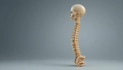 Naklejka premium Human Skeleton Model: A Side Profile View