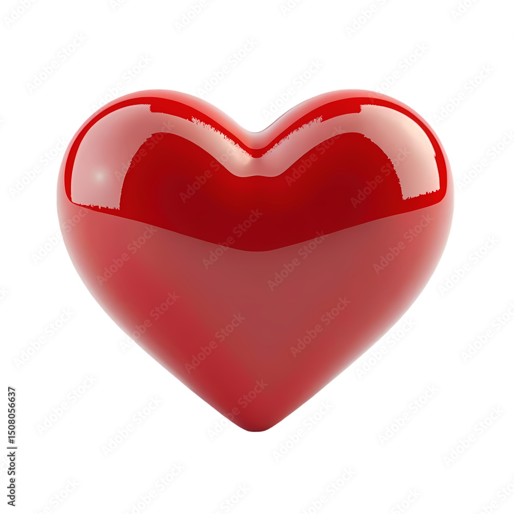Poster a glossy red heart with reflections on a black background in a studio shot for valentine's day isola