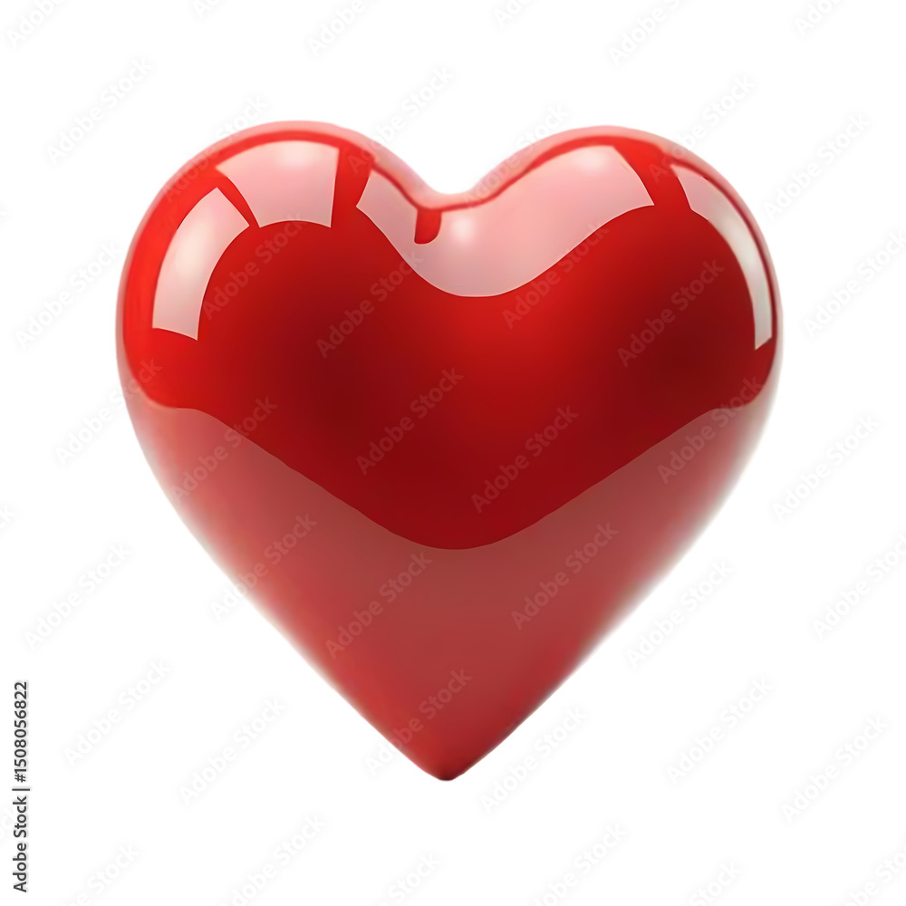 Poster a glossy red heart shape isolated on a black background with soft shadows and bright highlights isol