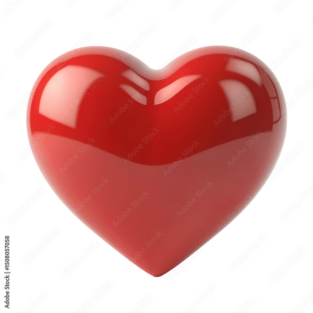 Poster a digitally rendered image of a single red heart with a glossy finish against a black background iso