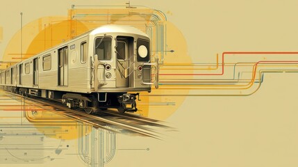 Vintage Subway Train Illustration
