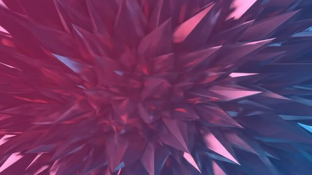 Sharp Metallic Crystalline Implosion in Pink and Blue Tones