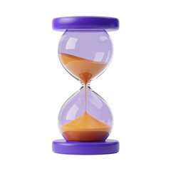 A 3D rendered hourglass with a modern, minimalist design isolated on transparent white background, clipping path