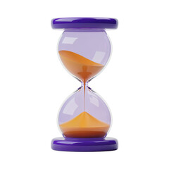 A 3D rendered hourglass with a modern, minimalist design isolated on transparent white background, clipping path