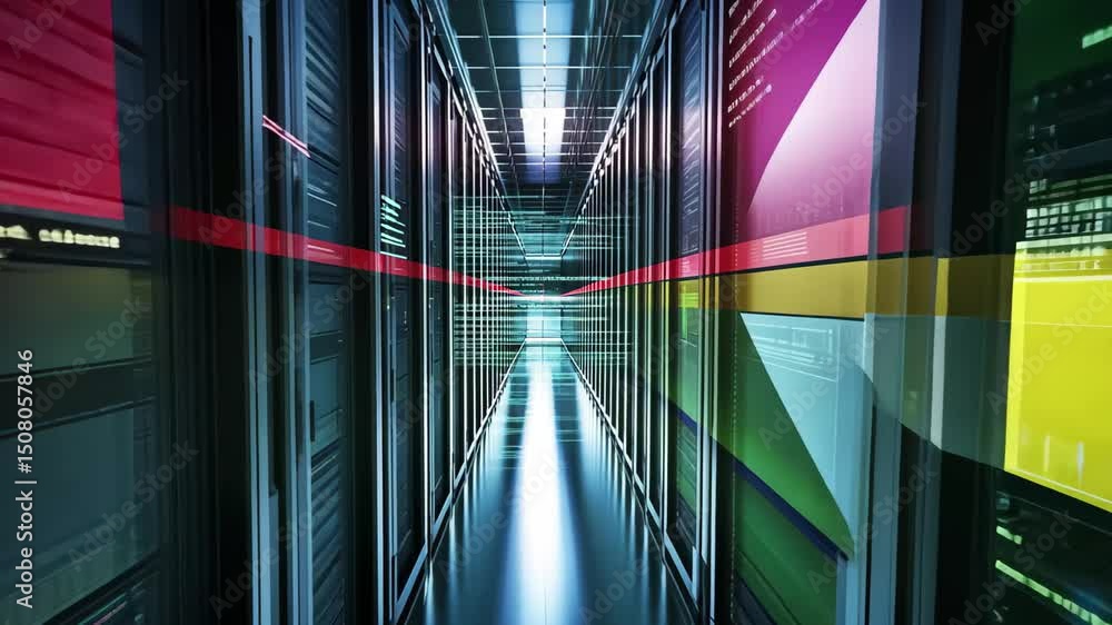 Poster digital data processing with the flag of french guiana displayed in a server environment, flag of fr
