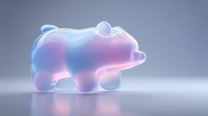 A translucent, pastel-colored bear figurine reflecting light creatively.