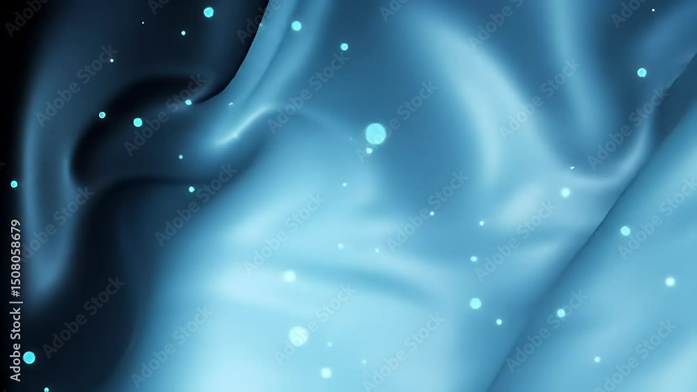 Poster Abstract Blue Wave with Glowing Particles: Dynamic 3D Animation