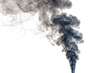 Dramatic Isolated Gray Plume of Smoke Rising Upwardly