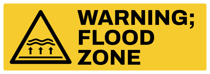 warning safety signs v2 uppercase text_warning ; flood zone_landscape size 1/2 a4,a3,a2,a1	 