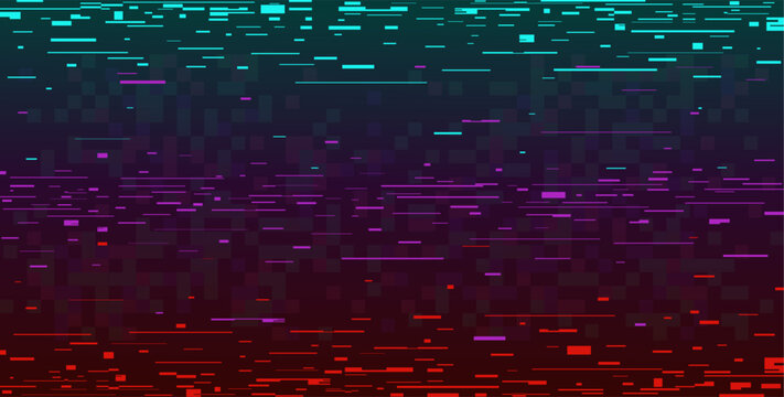 Digital glitch background. Screen interferences, broken pixels, cyberpunk hacker attack, computer error, noise, 80s television, error screen, digital banner, qualitative vector concept