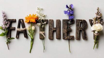 Father's Day Floral Bouquet Design, Family Love Theme, Handmade DIY Craft, Holiday Gift and Promotion Material