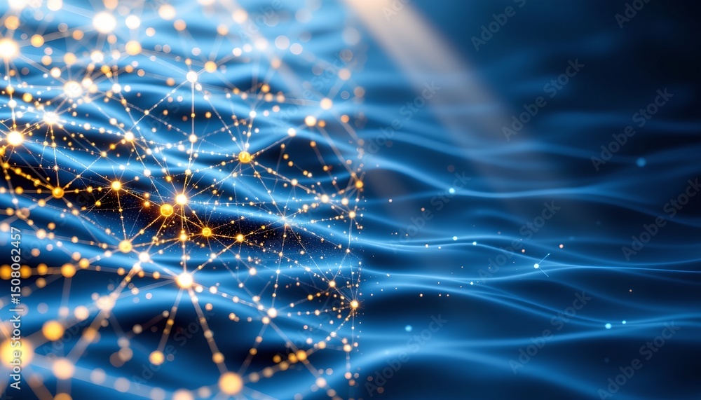 Wall mural exploring digital connectivity through abstract network visualizations technology graphic design fut