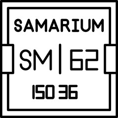 Vector design of Samarium (Sm), atomic number 62, from the periodic table. Suitable for chemistry learning, scientific infographics, and digital STEM visuals