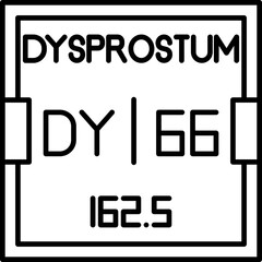 Dysprosium (Dy) vector icon showing atomic number 66. Designed for educational use, digital chemistry platforms, and scientific visual reference tools
