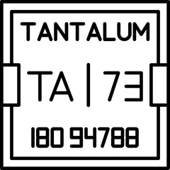 Tantalum (Ta) vector icon with atomic number 73. Scientific periodic table symbol used in chemistry education, science diagrams, and data visualization