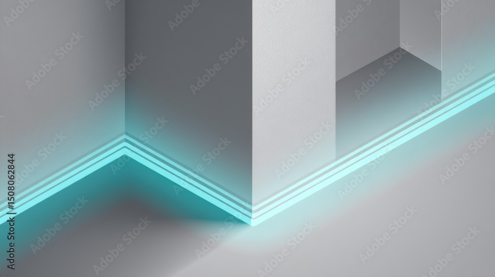 Poster modern abstract composition featuring glowing lines and geometric forms.