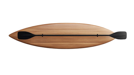 A paddleboard with a paddle resting on top, Transparent background, PNG file