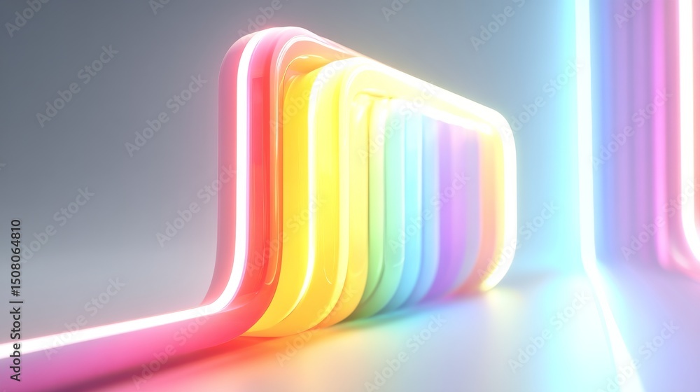 Poster vibrant neon lines create an abstract colorful design atmosphere.