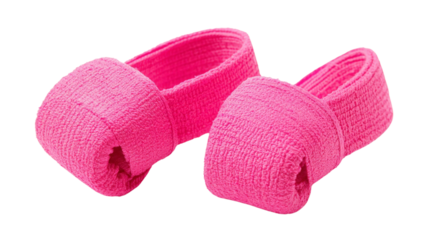 A pair of bright pink boxing hand wraps, Transparent background, PNG file