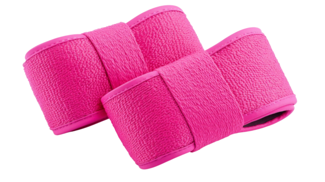 A pair of bright pink boxing hand wraps, Transparent background, PNG file