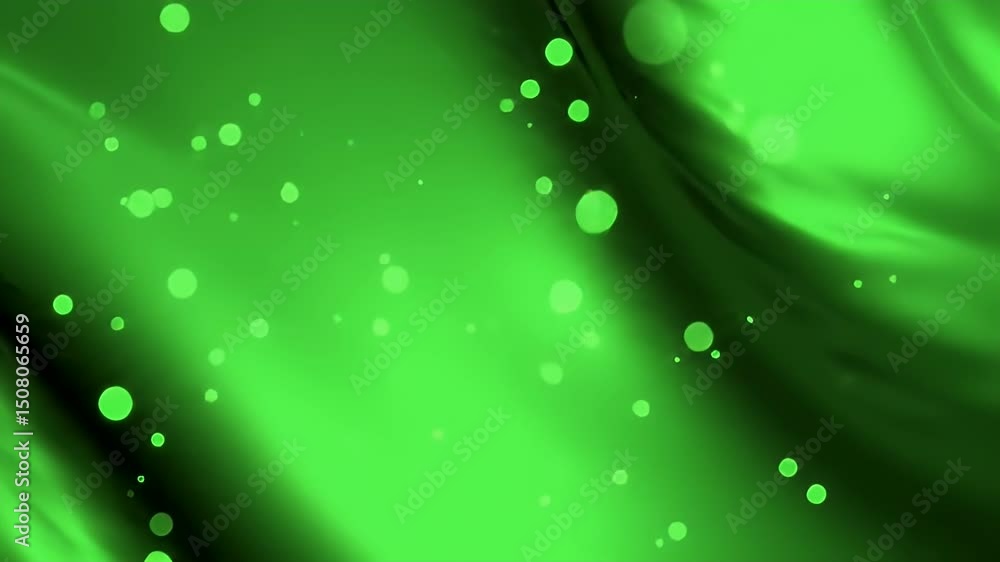 Poster Abstract Green Shimmering Background with Floating Lights